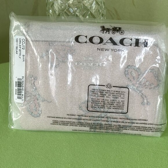 COACH CORNER ZIP WRISTLET LEATHER WITH SPARKLY BUTTERFLY PRINT:NWT CCJ72 - Picture 11 of 11
